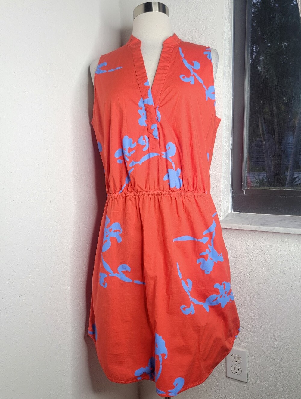 TORY BURCH Garden Port Sleeveless Cotton Poplin Dress 10.